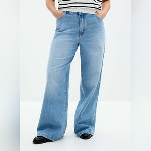 Contemporaine Simons Light Blue Wide Leg High Rise Jeans Organic Cotton Size 30